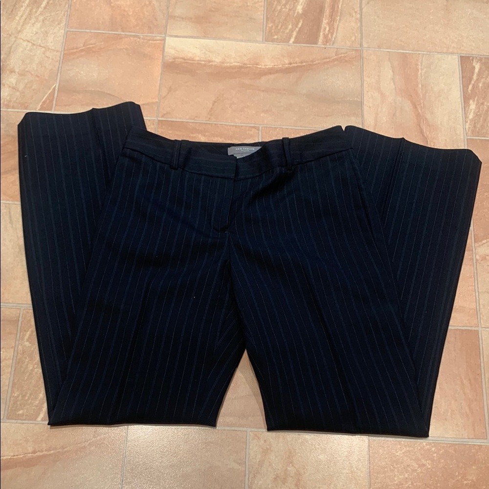 Ann Taylor Women's Petite Black Pinstripe Business Work Dress Pants